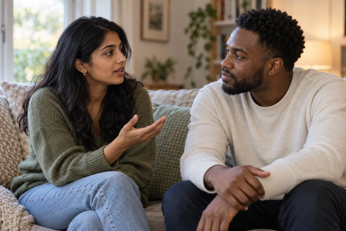 Two partners practising attentive conversation